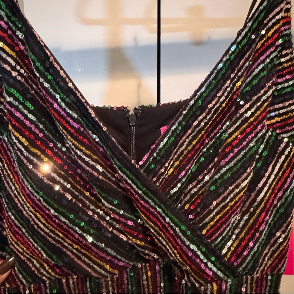 Betsey Johnson Rainbow Stripe Sequin Dress